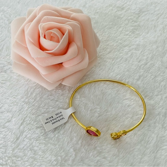 TALIA NWT Gold Crystal Cuff Bracelet with Pink & Clear Crystals - Picture 12 of 13
